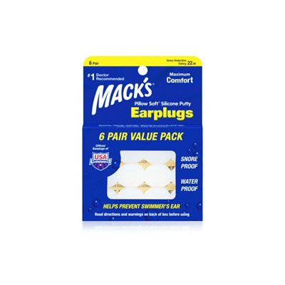 Mack's Pillow Soft Silicone Earplugs with Case (6 pairs)